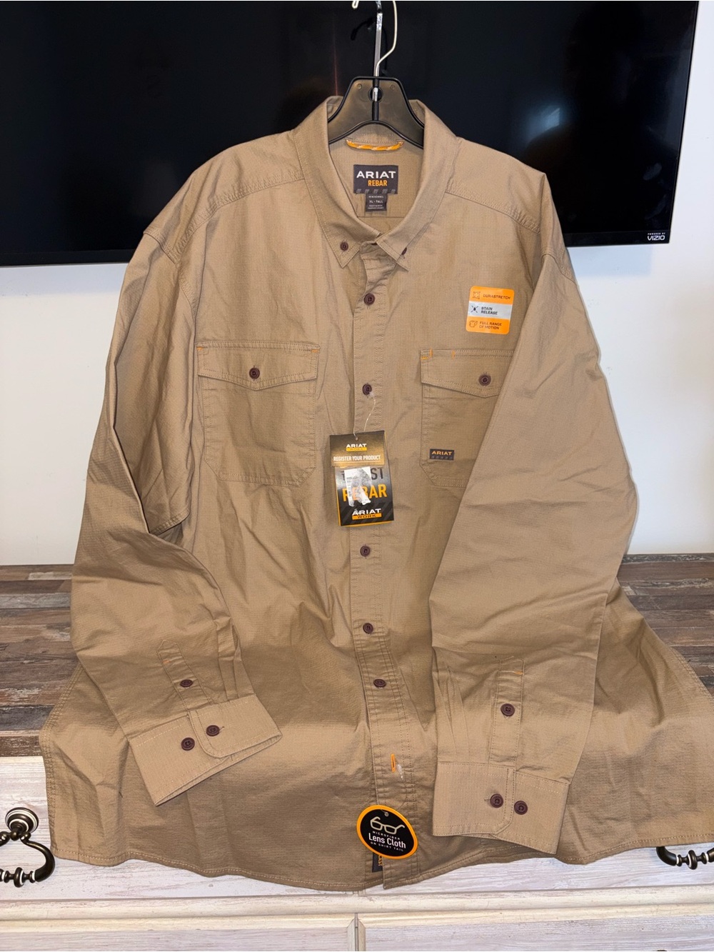 Ariat Men’s Lightweight Shirt Jacket in Khaki Tan
